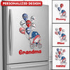 Personalized Grandma Gnome Cycling With Grandkids Balloons Independence Day 4th Of July Sticker Decal LPL01JUN24TP3