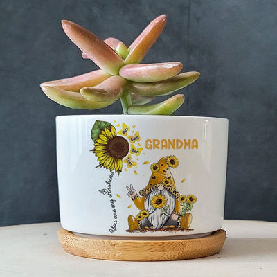 Sunflower Grandma- Mom Gnome Butterfly Kids, You Are My Sunshine Nana Personalized Ceramic Plant Pot LPL03APR23TP5 Ceramic Plant Pot Humancustom - Unique Personalized Gifts