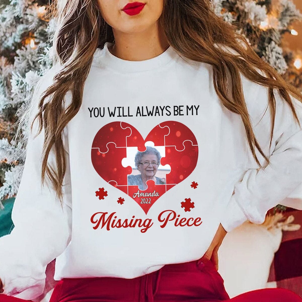 Memorial Upload Photo Heart, You Will Always Be My Missing Piece Personalized Sweatshirt LPL03NOV23VA2 2d sweatshirt HumanCustom - Unique Personalized Gifts Made Just for You Sweatshirt White S