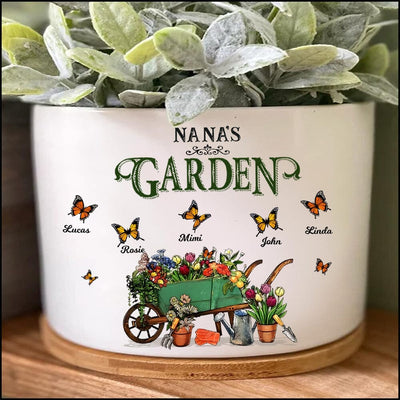 Grandma Mom's Garden Butterfly Kids, Perfect Mother's Day Gift Personalized Ceramic Plant Pot LPL04APR23KL2 Ceramic Plant Pot Humancustom - Unique Personalized Gifts