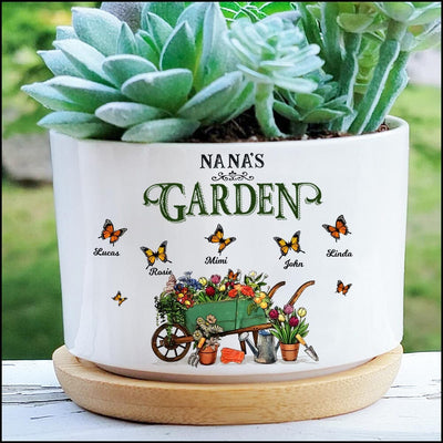Grandma Mom's Garden Butterfly Kids, Perfect Mother's Day Gift Personalized Ceramic Plant Pot LPL04APR23KL2 Ceramic Plant Pot Humancustom - Unique Personalized Gifts