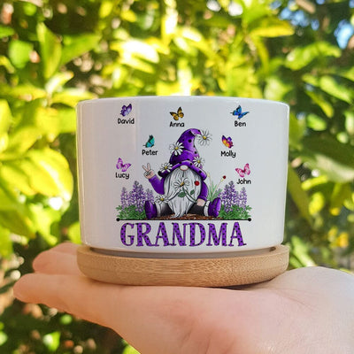 Blessed Violet Grandma- Mom Loves Butterfly Kids, Mother's Day Personalized Ceramic Plant Pot LPL04APR23TP1 Ceramic Plant Pot Humancustom - Unique Personalized Gifts