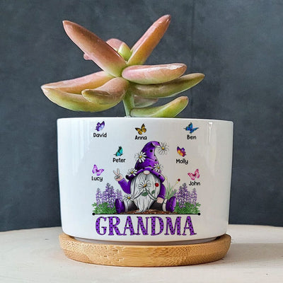 Blessed Violet Grandma- Mom Loves Butterfly Kids, Mother's Day Personalized Ceramic Plant Pot LPL04APR23TP1 Ceramic Plant Pot Humancustom - Unique Personalized Gifts