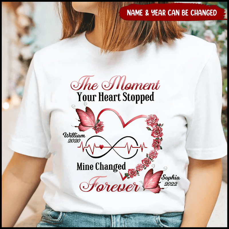 Memorial Butterfly Heart Infinity My Heart Changed Forever Personalized T-Shirt