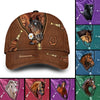 Love Horse Breeds Custom Name Hoofprint Colorful Leather Zipper Texture Personalized Classic Cap LPL04OCT22NY1 Cap Humancustom - Unique Personalized Gifts