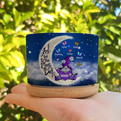 Gnome Grandma- Mom Loves Butterfly Kids To The Moon And Back Personalized Ceramic Plant Pot LPL05APR23TP2 Ceramic Plant Pot Humancustom - Unique Personalized Gifts