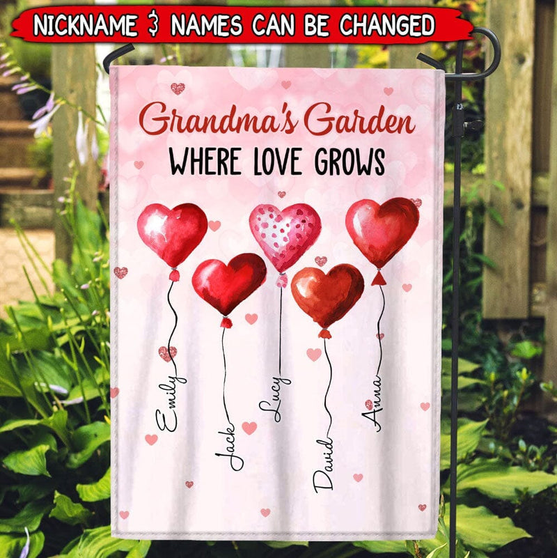 Discover Grandma Auntie Mom's Garden Sweet Heart Balloon Kids, Where Love Grows Personalized Flag