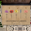 Grandma‘s Garden Love Grows Here Vintage Birth Flowers Swirl Name Personalized Doormat, Mother's Day Gift, Gift For Her, Mom, Grandma LPL06APR24KL1