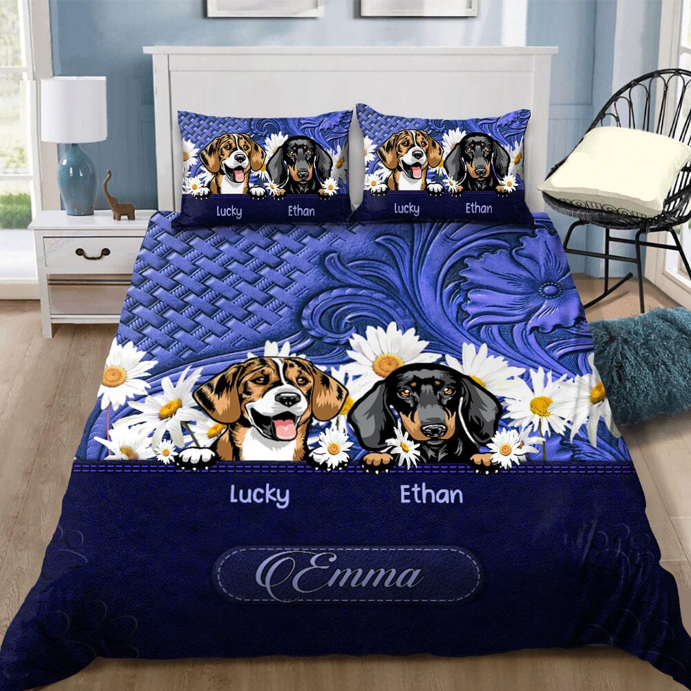 Daisy Flower Cute Puppy Kitten Pet Dog Cat Leather Pattern Personalized Bedding Set LPL06DEC23TT1 Bedding Set HumanCustom - Unique Personalized Gifts Made Just for You 