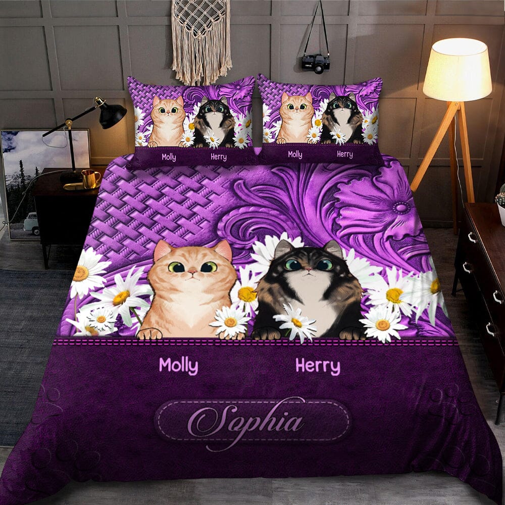 Daisy Flower Cute Puppy Kitten Pet Dog Cat Leather Pattern Personalized Bedding Set LPL06DEC23TT1 Bedding Set HumanCustom - Unique Personalized Gifts Made Just for You 