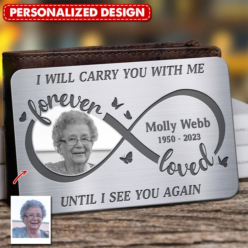 Discover Personalized Memorial Custom Photo, Forever Loved Infinity Butterfly Wallet Card