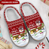Christmas Snowman Grandma- Mom With Snowmies, I Love Being A Nana Personalized Plush Slippers LPL07NOV22NY1 Plush Slipper Humancustom - Unique Personalized Gifts For man US4(EU38)