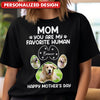 Custom Pet Photo Happy Mother's Day, Mom You Are My Favorite Human Personalized Shirt LPL08APR24TP2