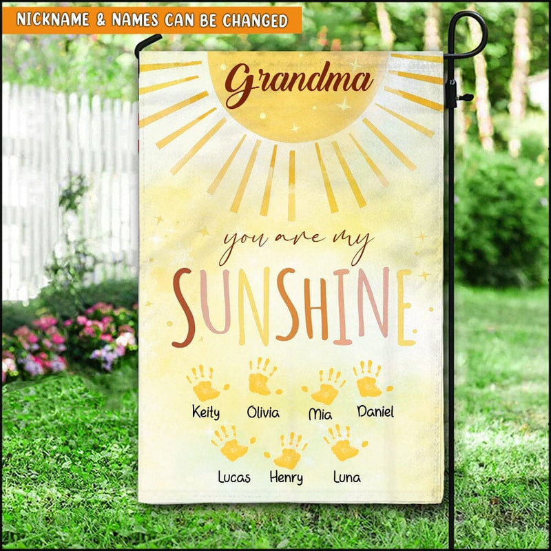 Discover Lovely Grandma Auntie Mom Sun With Cute Handprint Kids, You Are My Sunshine Personalized Flag