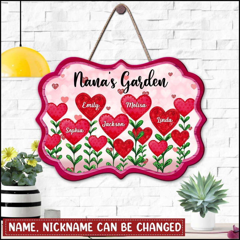 Discover Grandma Nana Auntie Mom's Garden Loads Of Sweet Heart Kids Personalized Wood Sign