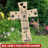 Memorial Puppy Pet Dog Head Outline Pawprints, You Left Pawprints On My Heart Forever Personalized Wooden Cross LPL09JUN23TP2 Memory Cross Wooden Humancustom - Unique Personalized Gifts Memory Cross Wooden 16 x 11.5 x 1/2 inch