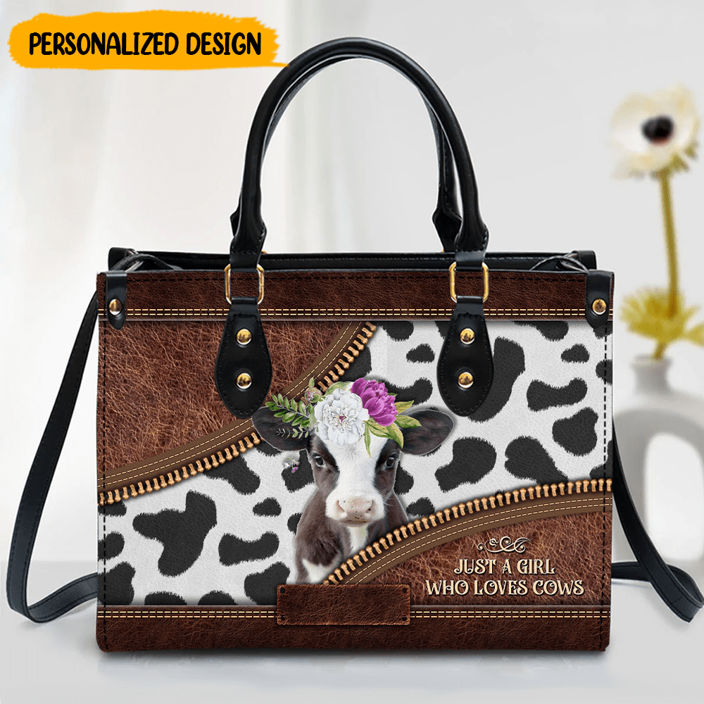 Just A Girl Who Love Cows, Cow Breeds Personalized Lady Leather Handbag LPL10AUG22NY1 Leather Handbag Humancustom - Unique Personalized Gifts 