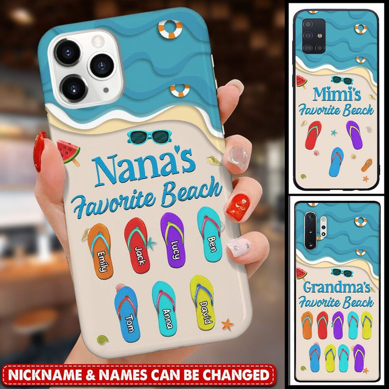 Discover Cool Summer Nana Mom's Favorite Beach Colorful Flip Flop Kids Personalized Phone Case