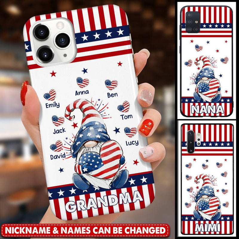 Discover 4th Of July Gnome Grandma Auntie Mom Sweet Heart Kids American Flag Personalized Phone Case