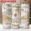 Memorial Upload Image, Your Wings Were Ready But My Heart Was Not Tan Neutral Sky Gold Heavens Gate Personalized Tumbler LPL12JUL23KL3