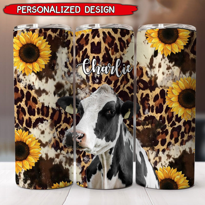 Cute Cow and Sunflower Tumbler, Cute Heifer Tumbler, Sunflower Cow Tumbler,  Tumbler With Lid and Straw 