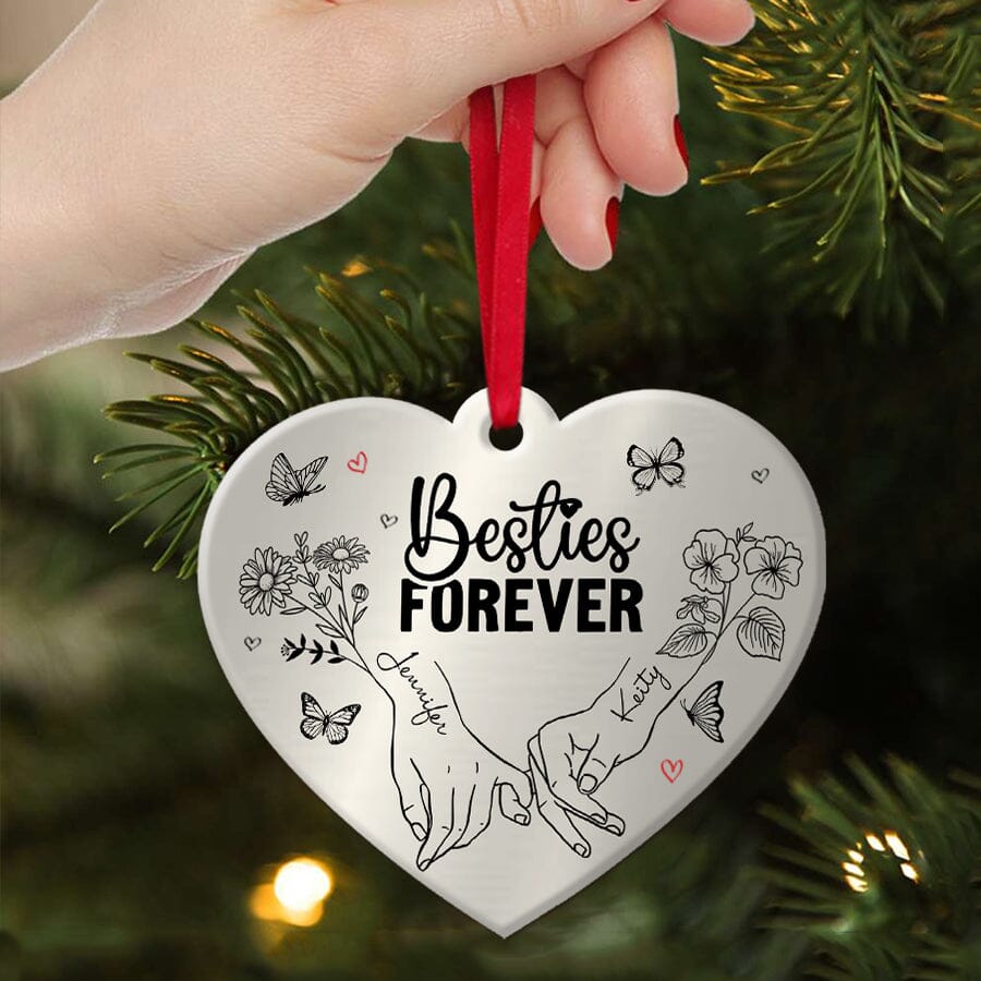 Besties Sisters Bestfriends Forever Pinky Promise Flowers Butterflies Personalized Ornament LPL11OCT23VA1 Acrylic Ornament HumanCustom New Pack 1 