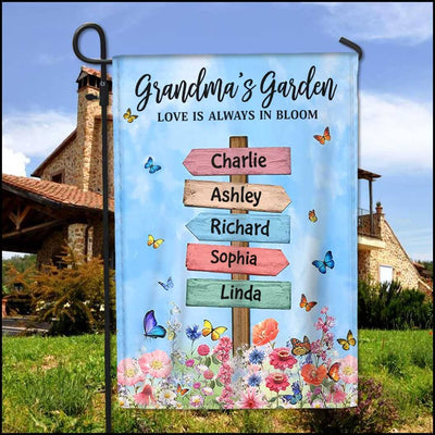 Grandma Mom's Garden Butterflies, Where Love Grows Personalized Flag LPL14APR23KL1 Flag Humancustom - Unique Personalized Gifts
