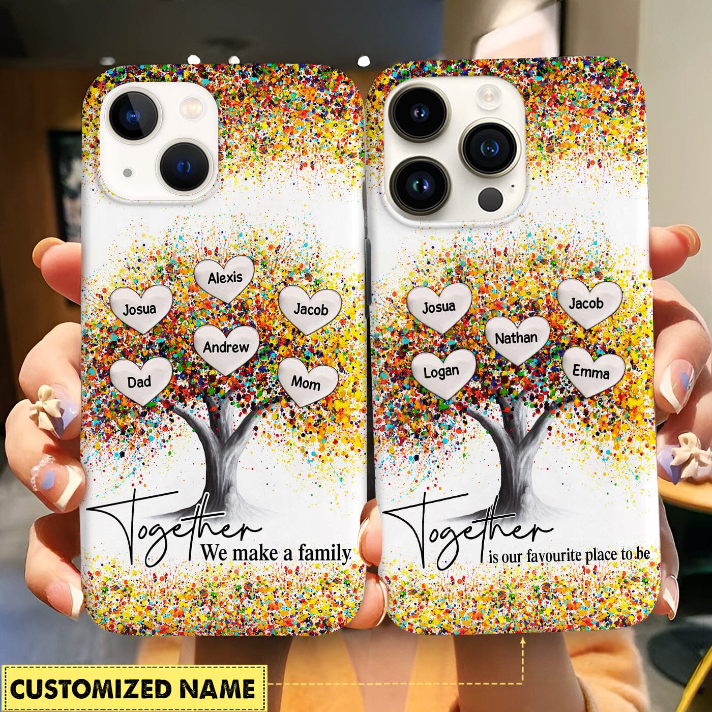 Colorful Family Tree Sweet Heart, Together Is Our Favorite Place To Be Personalized Phone Case LPL14DEC23CT2 Silicone Phone Case HumanCustom - Unique Personalized Gifts Made Just for You Iphone iPhone 15 