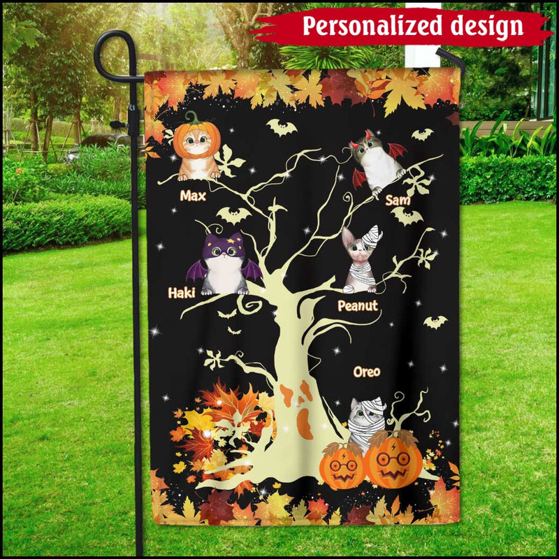 Discover Funny Halloween Tree Kitten Pet Cats Personalized House Garden Flag