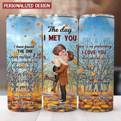 I Love You Forever - Personalized Tumbler Cup - Hugging Couple