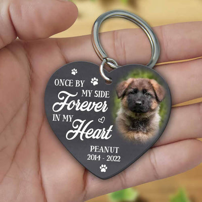 Once By My Side Forever In My Heart Personalized Memorial Keychain Upload Image, Memorial Gift Sympathy Gift LPL14JUN23TP1