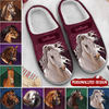 Love Horse Breeds Custom Name Hoofprint Leather Texture Personalized Plush Slippers LPL14NOV22TP2 Plush Slipper Humancustom - Unique Personalized Gifts