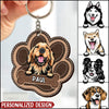Lovely Pawprint Puppy Gift For Dog Lover LEATHER PATTERN Personalized Wood Keychain LPL15FEB22NY1 Custom Wooden Keychain Humancustom - Unique Personalized Gifts