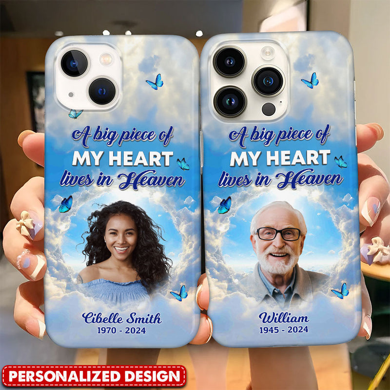 Discover Insert Image Blue Heaven, A Big Piece Of My Heart Lives In Heaven Personalized Phone Case