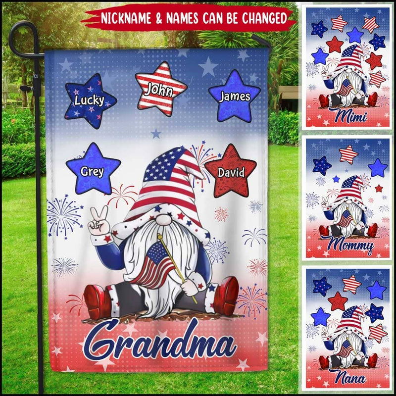 Discover 4th of July Grandma Mom Gnome Star Kids Personalized Flag