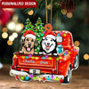 Cute Christmas Puppy Pet Dog On Sparkling Red Truck Personalized Ornament LPL16NOV22NY2 Acrylic Ornament Humancustom - Unique Personalized Gifts Pack 1