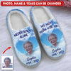 Unique Memorial Upload Image Heaven, Never Walk Alone My Mom Dad Walks With Me Personalized Plush Slippers LPL17AUG23TP2