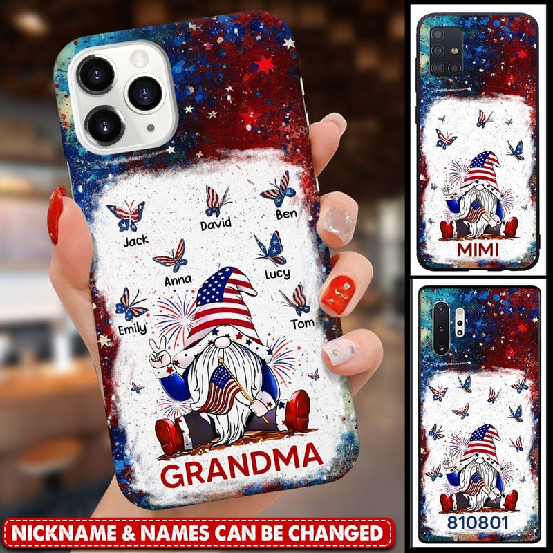 Discover 4th of July Patriotic Star Stripe Grandma Mom Gnome Butterfly Kids Personalized Phone Case