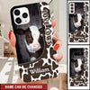 Love Cows Leather Zipper Texture, Cow Print Pattern Personalized Phone Case LPL18APR22NY1 Silicone Phone Case Humancustom - Unique Personalized Gifts
