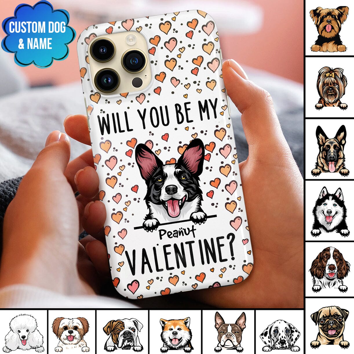 Sweet Puppy Pet Dog Lovers, Will You Be My Valentine Personalized Phone Case LPL18DEC23CT1 Silicone Phone Case HumanCustom - Unique Personalized Gifts Made Just for You Iphone iPhone 15 