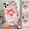 Flower Cute Chubby Pink Pig With Colorful Ribbon Personalized Phone Case LPL19DEC22VA1 Silicone Phone Case Humancustom - Unique Personalized Gifts Iphone iPhone 14