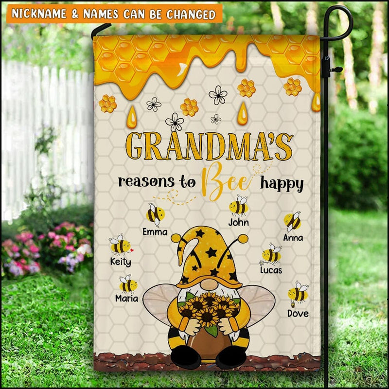 Discover Grandma- Mom Gnome's Reasons To Bee Happy, Mother's Day Gift Personalized Flag