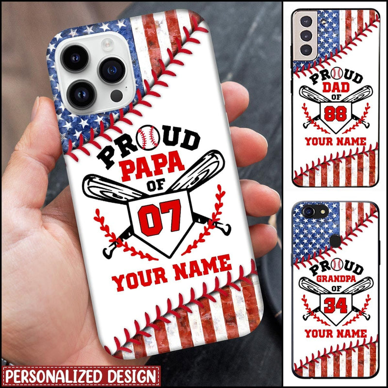 Discover 4th of July Proud Papa Of Baseball Player, Love Baseball Sports Personalized Phone Case
