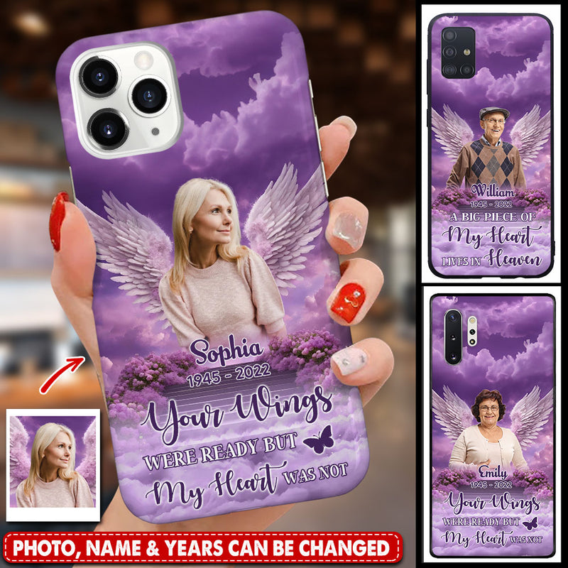 Memorial Purple Stairs To Heaven Insert Photo, Your Wings Were Ready Personalized Phone Case