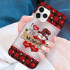 Red Snowman Grandma Mom Sweet Heart Kids Personalized Christmas Gift Glass Phone Case LPL20OCT23VA1 Glass Phone Case HumanCustom - Unique Personalized Gifts Made Just for You