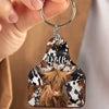 Retro Country Farm Love Cows Cattle Black And Brown Cowhide Pattern Personalized Keychain LPL21APR23TP6 Custom Wooden Keychain Humancustom - Unique Personalized Gifts