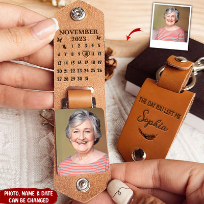 Memorial Calendar Upload Photo, The Day You Left Me Personalized Leather Keychain LPL21MAR24NY2