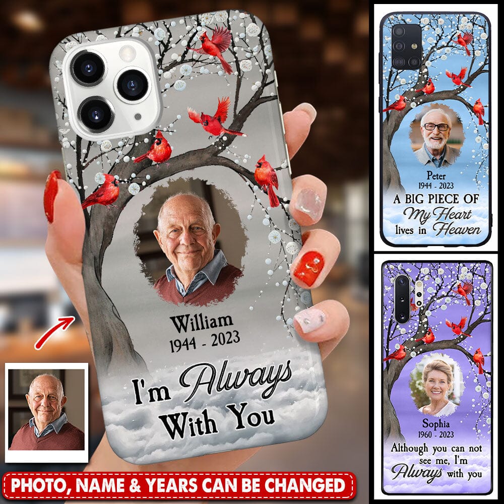 Memorial Cardinal Upload Photo, I'm Always With You Personalized Phone Case LPL21OCT23TP4 Silicone Phone Case HumanCustom - Unique Personalized Gifts Made Just for You 