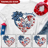 4th of July American Flag Sunflower Nana Auntie Mom Sweet Heart Kids Personalized Shirt LPL22APR24NY1