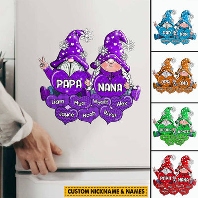 Colorful Christmas Gnome Pappy Nana Daddy Mommy Sweet Heart Kids Personalized Sticker Decal LPL22AUG23VA1